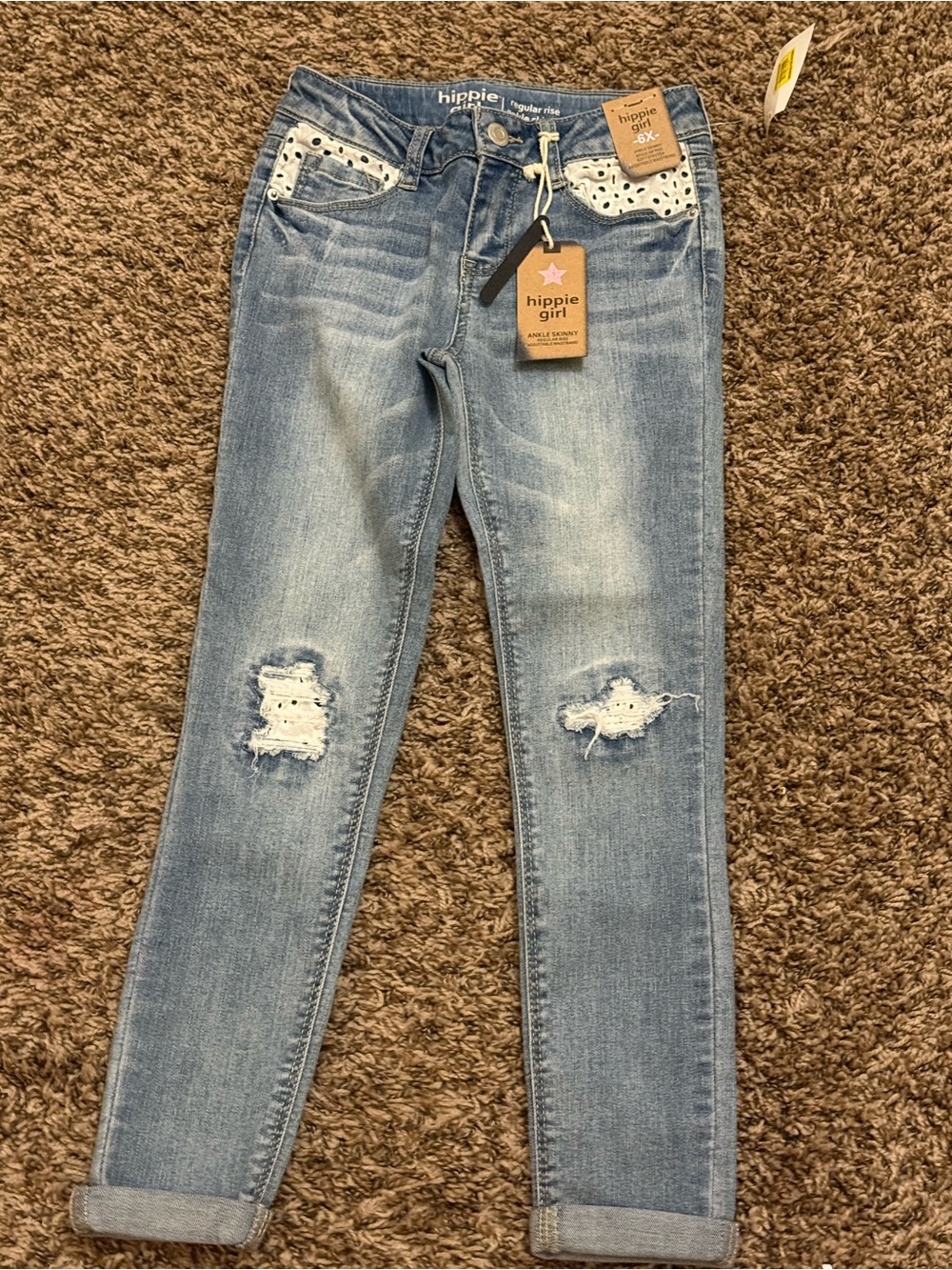hippie girl Girls' Light Blue Distressed Skinny Jeans